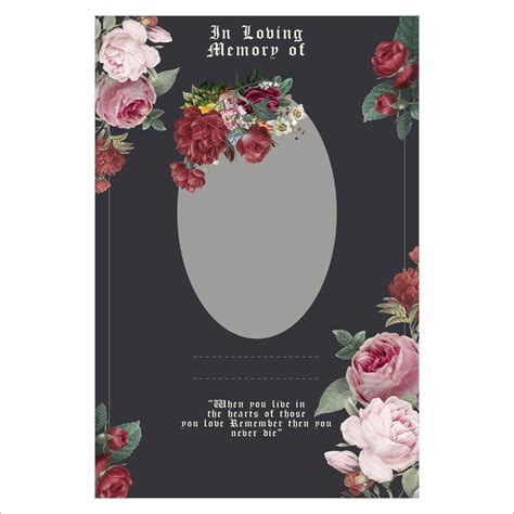 printable funeral memorial card template printable templates