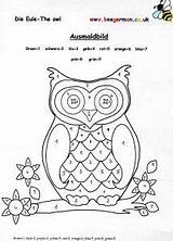 German Worksheets Kids Worksheet Colour Owl sketch template