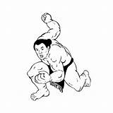 Sumo Stance Rikishi Wrestler Fighting Professional Vector sketch template