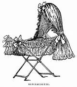 Baby Bassinet Clipart Crib Clip Old Fashioned Victorian Vintage Illustration Drawing Nursery Graphics Furniture Antique Bed Cliparts Transparent Olddesignshop Babies sketch template