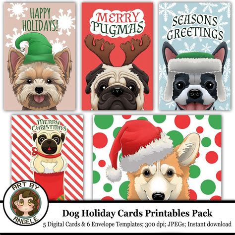 christmas cards  dogs printable printable card