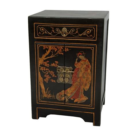 shop oriental furniture lacquer black lacquer elm rectangular end table at