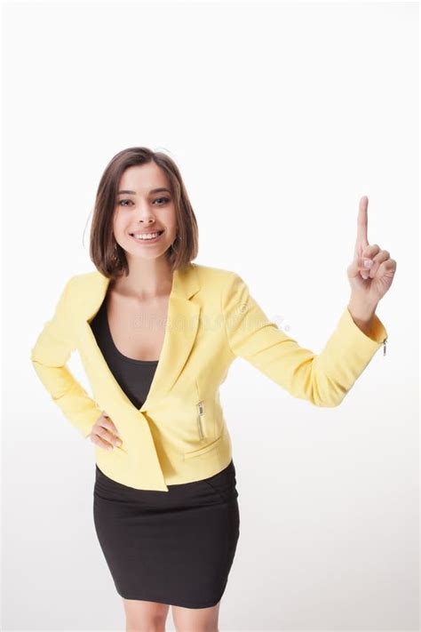 young business woman showing    stock image image  banner announcement