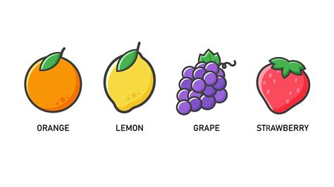 cartoon style fruit icon set  vector art  vecteezy