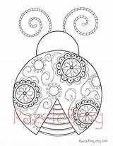 Coloring Ladybug Zentangle Printable Diy Bug Inspired Lady Doodle Swirl Zendoodle Instant Pdf Details sketch template