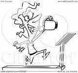Running Coloring Woman Treadmill Illustration Line Fit Juice Blender Drinking Royalty Clipart Toonaday Rf sketch template