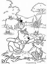Pooh Winnie Coloring Eeyore Piglet Pond Pages Colouring Friends Frogs Popular Colorir Para His sketch template