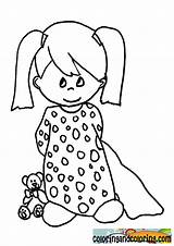 Coloring Pages Girl Dress Night Pajamas Pajama Kids Party Coloringhome sketch template