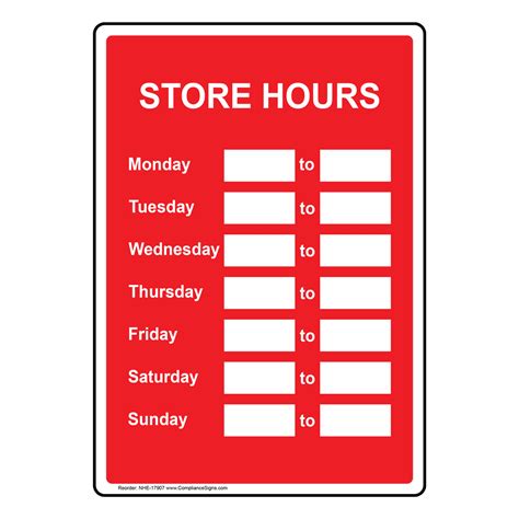 store hours custom sign nhe  dining hospitality retail