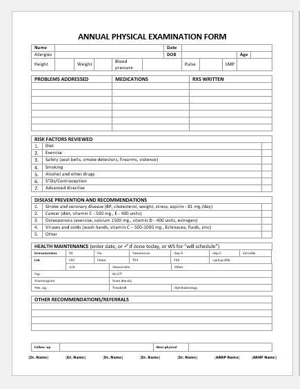 general physical exam form printable images   finder