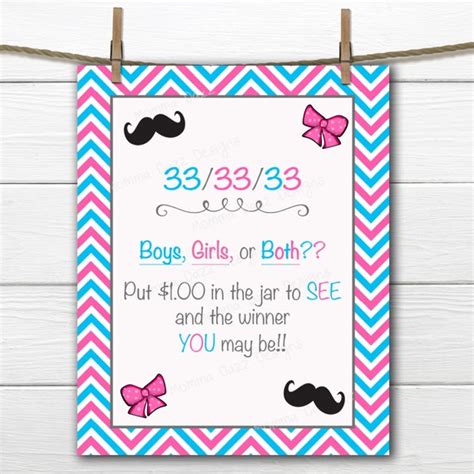 Instant Download Twin Gender Reveal Guessing 50 50 Game Sign Etsy