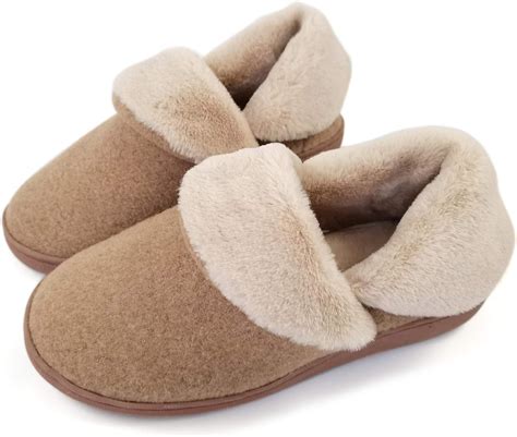 bootie slippers  women memory foam comfy fuzzy fur lining ankle