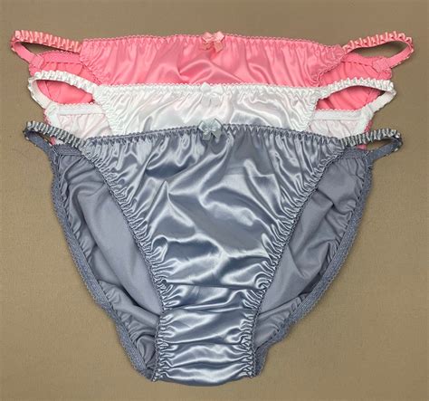 Satin String Bikini Panties 3 Pack Etsy
