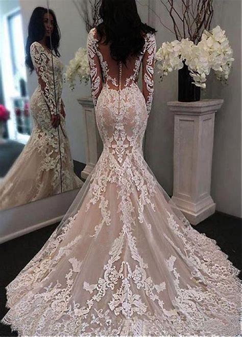 Cheap Fabulous Tulle Scoop Neckline Mermaid Wedding Dress With Lace