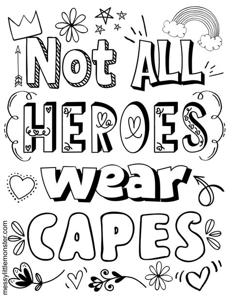heroes wear capes printable coloring page messy  monster