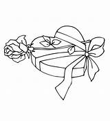 Roses Coloring Valentine Hearts Present sketch template