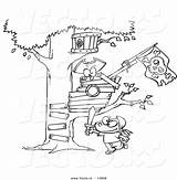 Tree House Cartoon Drawing Coloring Pirate Pages Boy Outline His Vector Magic Playing Near Kids Treehouse Getdrawings Color Backyard Step sketch template