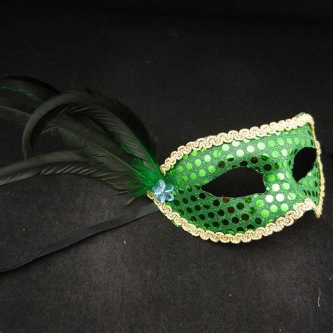 masquerade party masks sequin coated long feather aside half face