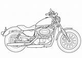 Harley Davidson Motorcycle Drawing Line Drawings Coloring Pages Vector Sketch Bike Clipart Drawn Motorcycles Anniversary Clip Cliparts Getdrawings Moto Sportster sketch template