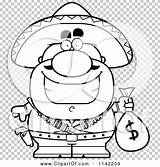 Bandit Hispanic Holding Money Bag Outlined Coloring Clipart Cartoon Vector Cory Thoman sketch template