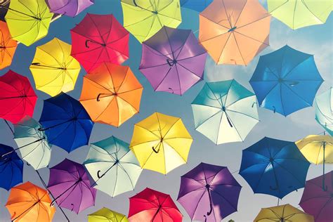 coloured umbrellas print  wallpaper