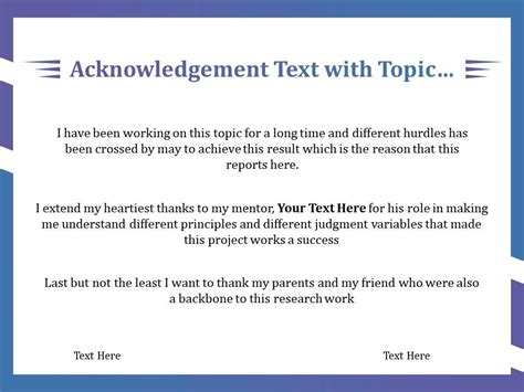 acknowledgement text  topic mentor research work powerpoint