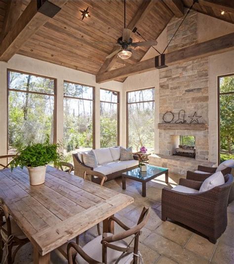 Screened In Porch Design Idea With Wooden Beams Amazing Deck
