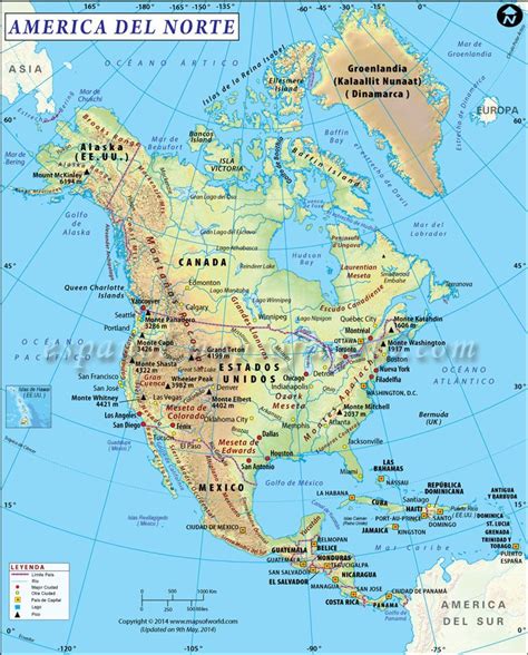 mapa de america del norte mapa de norte america north america map