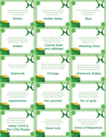 printable st patricks day trivia questions play party plan