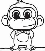 Monkey Coloring Pages Baby Cute Monkeys Kids Animals Printable Colouring Drawing Simple Print Cartoon Drawings Color Sheets Printables Animal Head sketch template