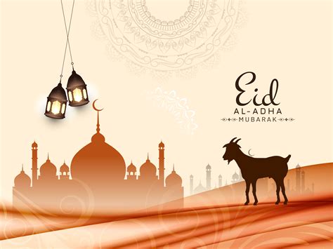 eid mubarak eid al adha adha card vector