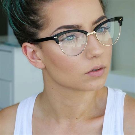 classic vintage retro black and gold cat eye style clear lens frames