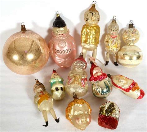 12 Vintage Blown Glass Christmas Ornaments
