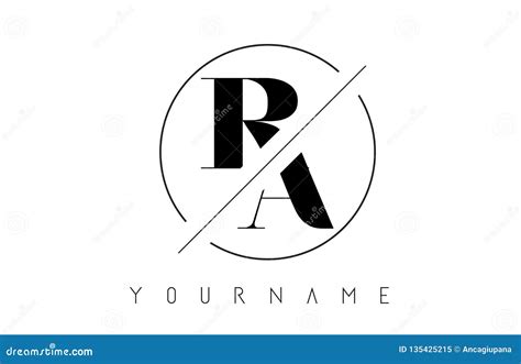 ra letter logo  cutted  intersected design stock vector