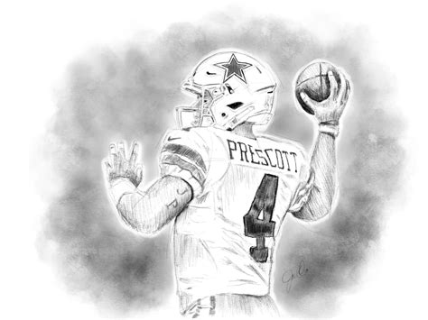 dak prescott pencil drawing  joel ortega