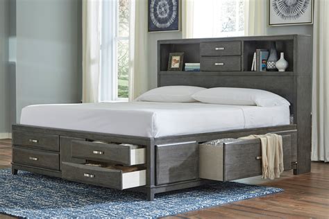 signature design caitbrook gray wood queen storage bed