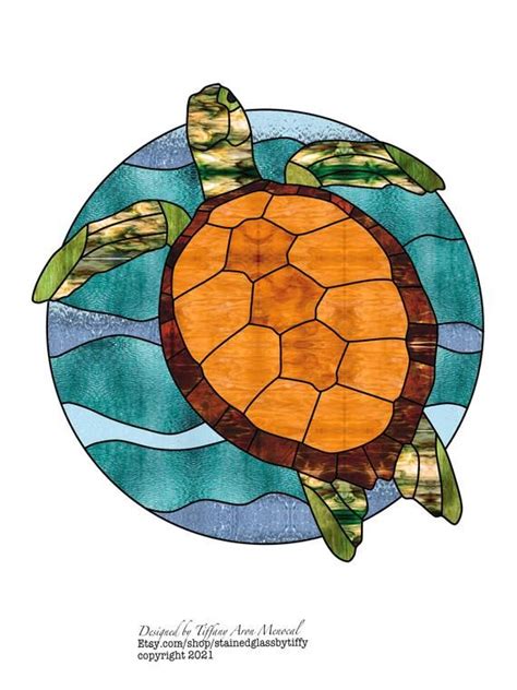 sea turtle stained glass pattern digital  etsy stained