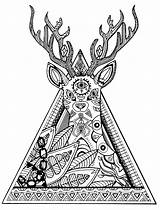 Coloring Deer Pages Triangle Animals Mandala Deers Metal Adult Justcolor Mysterious Beautiful Adults Getdrawings Nature Prints Flowery Template sketch template