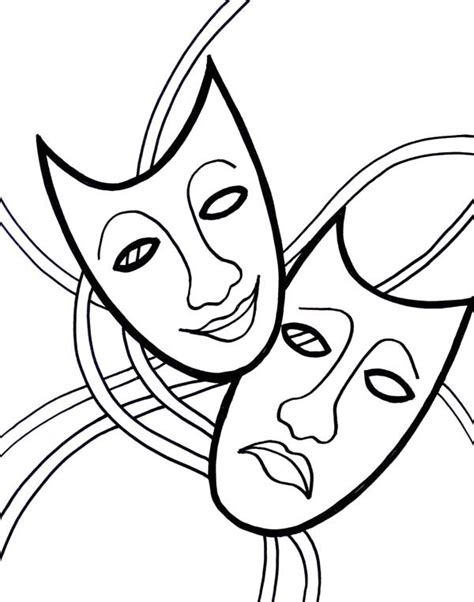 theatre masks coloring page coloring pages