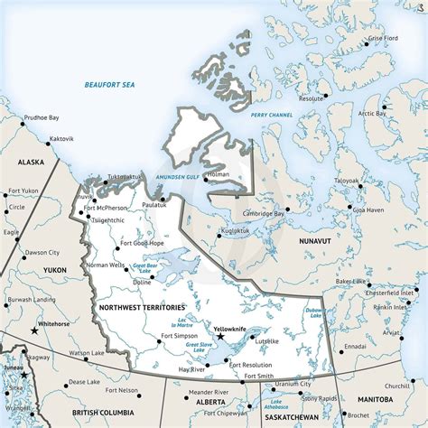 stock vector map  northwest territories  stop map
