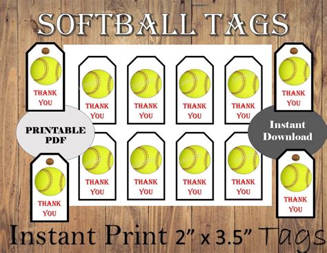 softball tags printable softball tags softball favor tags ball