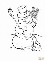 Snowman Coloring Pages Print Christmas Printable Color Rabbit Kids Children D615 Family Hat Abominable Drawing Cartoon Getdrawings Supercoloring sketch template