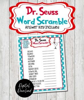 dr seuss word scramble dr seuss word worksheets  misstbaxter