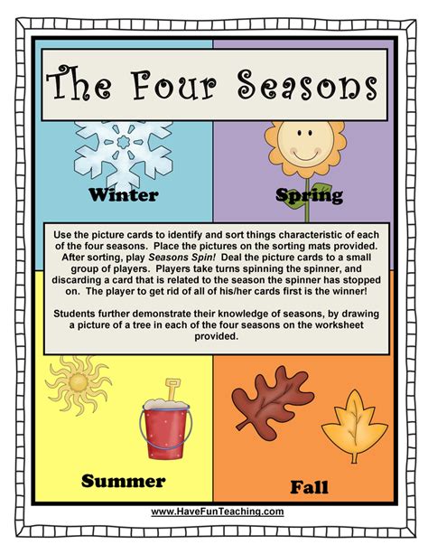 seasons activity  fun teaching
