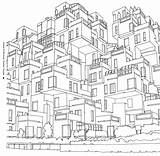 Coloring Pages City Landscape York Adults Cities Urban Habitat Moshe Safdie Template Printable Adult Streets Emerging Architecture Getcolorings Getdrawings Library sketch template