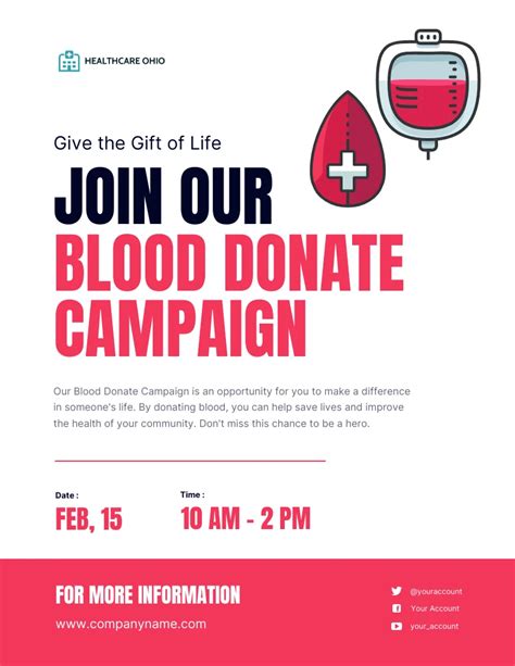 red  white blood donation campaign poster venngage