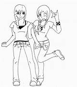 Sisters Twin Coloring Pages Sister Girls Anime Big Colouring Print Deviantart Popular Pdf Comments sketch template
