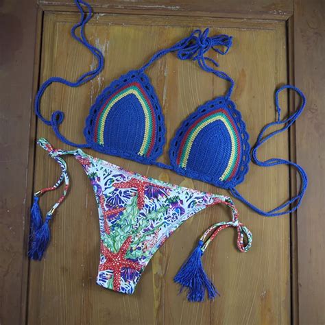 buy handmade sexy crochet bikini women summer new