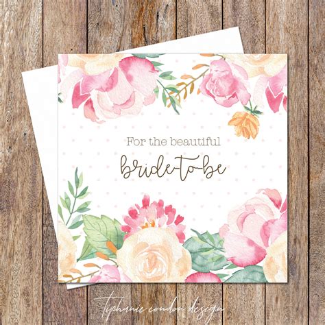 bridal shower card floral design   bride   card etsy