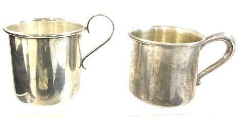 lot  antique sterling silver baby cups